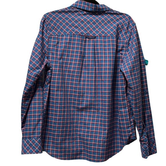 Ascend women’s size L polyester blue plaid long sleeve button front shirt - Picture 3 of 7